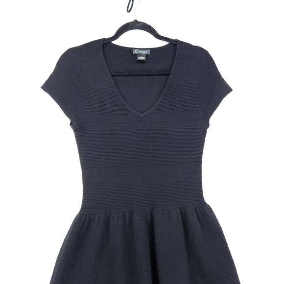 C by BLOOMINGDALES 100% Cashmere 2-Ply Fit & Flare Dress Size Medium Ribbed - Picture 9 of 12